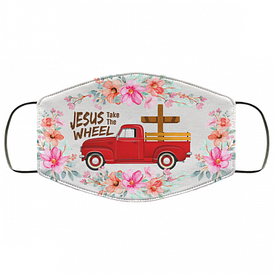 Jesus Take The Wheel Face Mask - Jesus Washable Reusable Custom – Printed Cloth Face Mask Cover, White, Cloth Face Cover