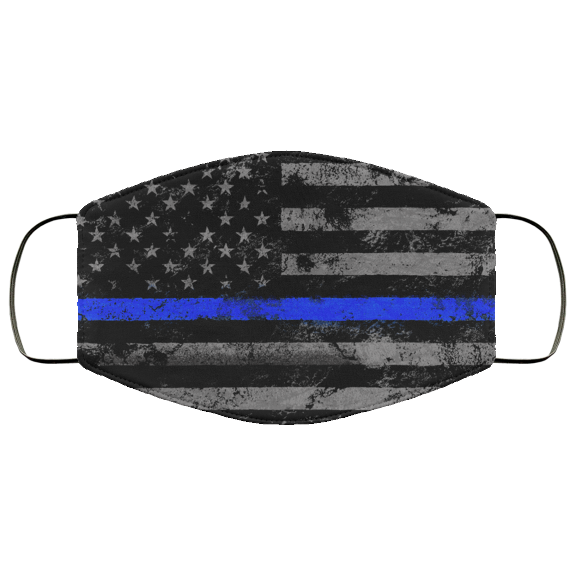 American Flag Thin Blue Line Back The Blue Washable Reusable Custom – Printed Cloth Face Mask Cover, White, Cloth Face Cover