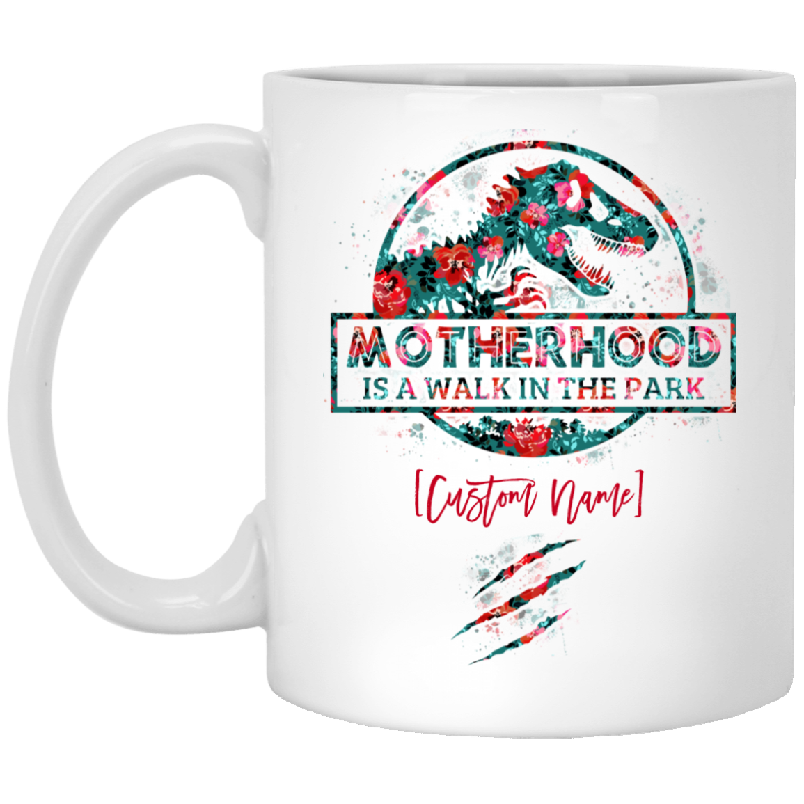 Personalized Motherhood Is a Walk in the Park Coffee Mug - Beer Stein - Water Bottle - Color Changing Mug, White, 11 oz. White Mug