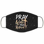 Pray Wait Trust Repeat God Jesus Waymaker Christian Washable Reusable Custom – Printed Cloth Face Mask Cover, Black, Cloth Face Cover