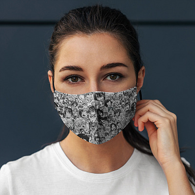 Alternative view of Cute Anime Girl - Funny Face Mask - Washable Reusable Custom – Printed Cloth Face Mask Cover