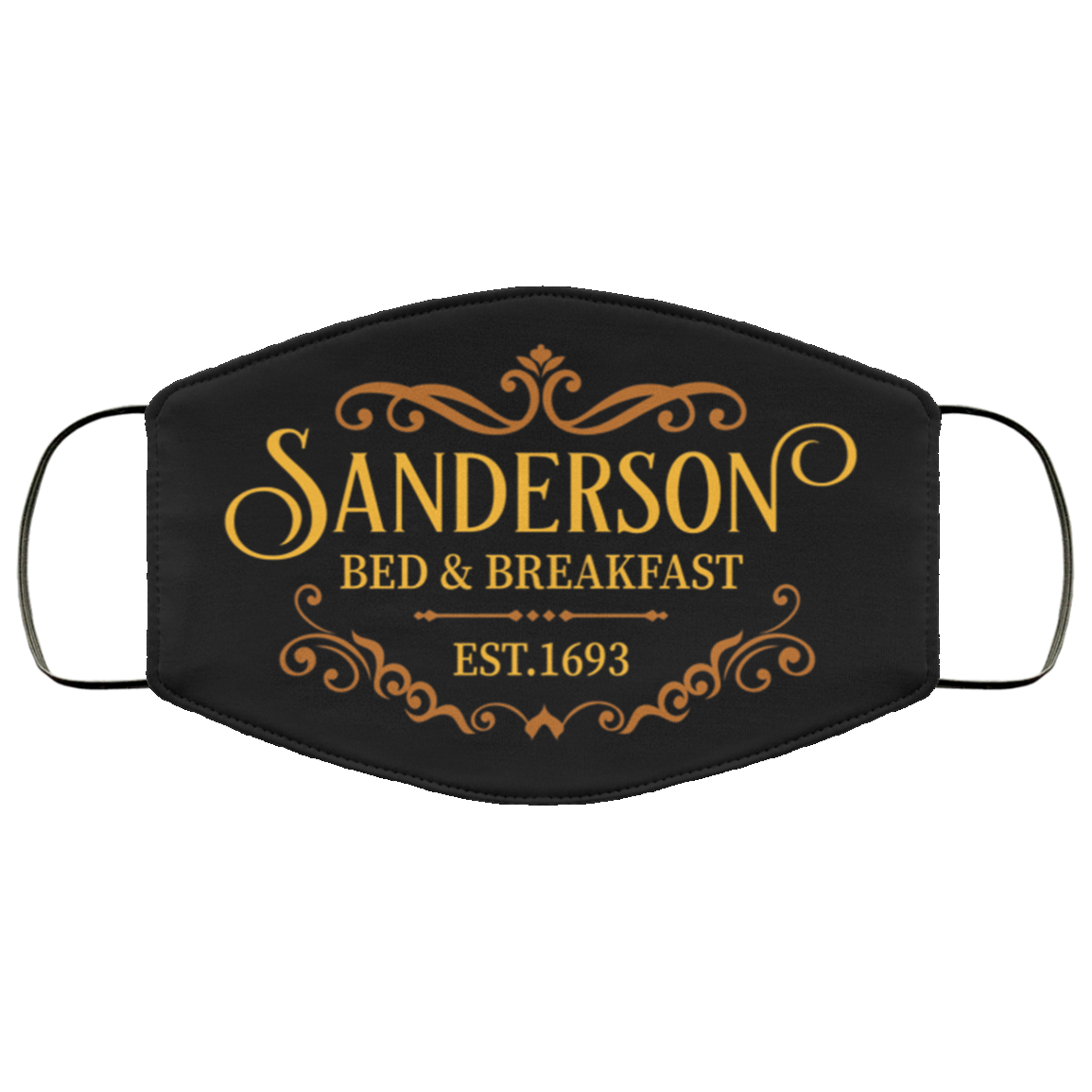 Sanderson Bed and Breakfast Est.1693 Washable Reusable Custom - Printed Cloth Face Mask Cover, Black, Cloth Face Cover
