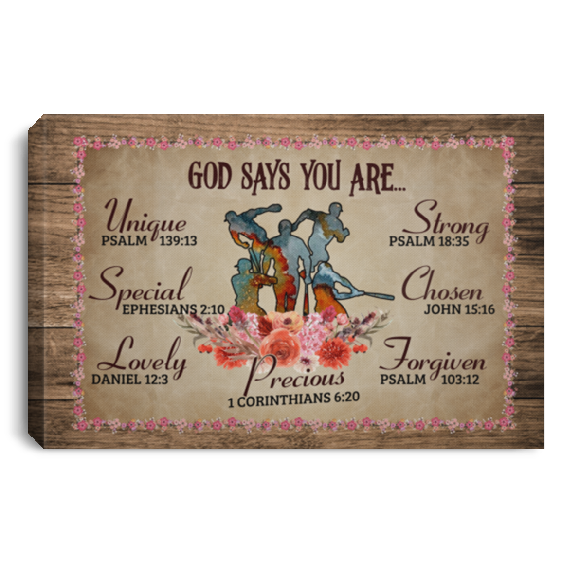 God Says You Are Strong Baseball Player Words Framed Canvas Unframed Poster - Cool Baseball Pride Wall Art, White, 0.75'' Framed Canvas