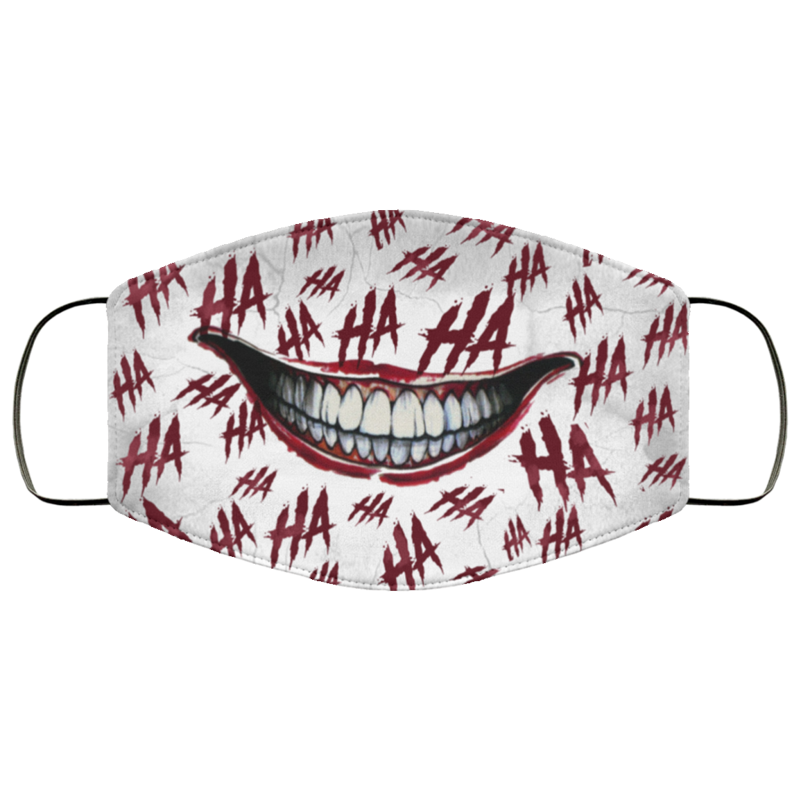 Ha Ha Ha Washable Reusable Custom – Printed Cloth Face Mask Cover - Joker Face Mask, White, Cloth Face Cover
