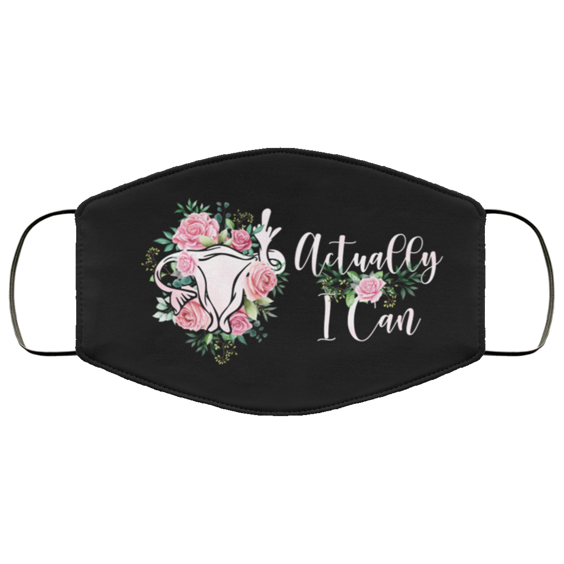 Middle Finger Uterus Actually I Can Feminism Woman Washable Reusable Custom – Printed Cloth Face Mask Cover, Black, Cloth Face Mask
