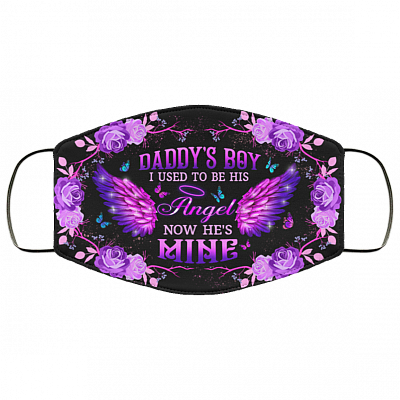 Daddy's Boy I Used To Be His Angel Now He's Mine Washable Reusable Custom - Printed Cloth Face Mask Cover, White, Cloth Face Cover