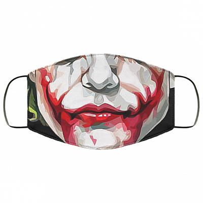 Heath Ledger Scary Joker Mouth Halloween Washable Reusable Custom – Printed Cloth Face Mask Cover, White, Cloth Face Cover