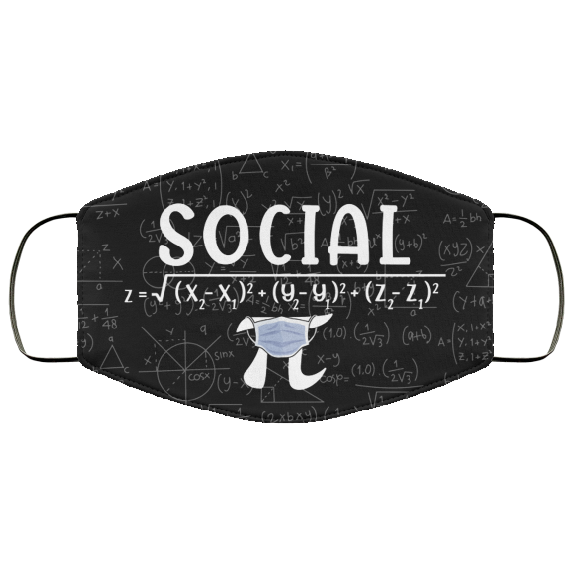 Math Social Distance Equal Pi Forever Washable Reusable Custom - Printed Cloth Face Mask Cover, Black, Cloth Face Cover
