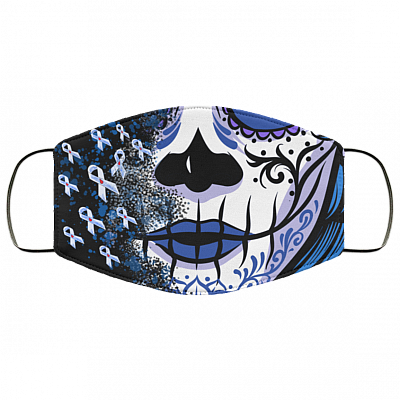 Diabetic Awareness Face Mask - Sugar Skull Diabetes Awareness Washable Reusable Custom Printed Cloth Face Mask Cover, White, Cloth Face Cover