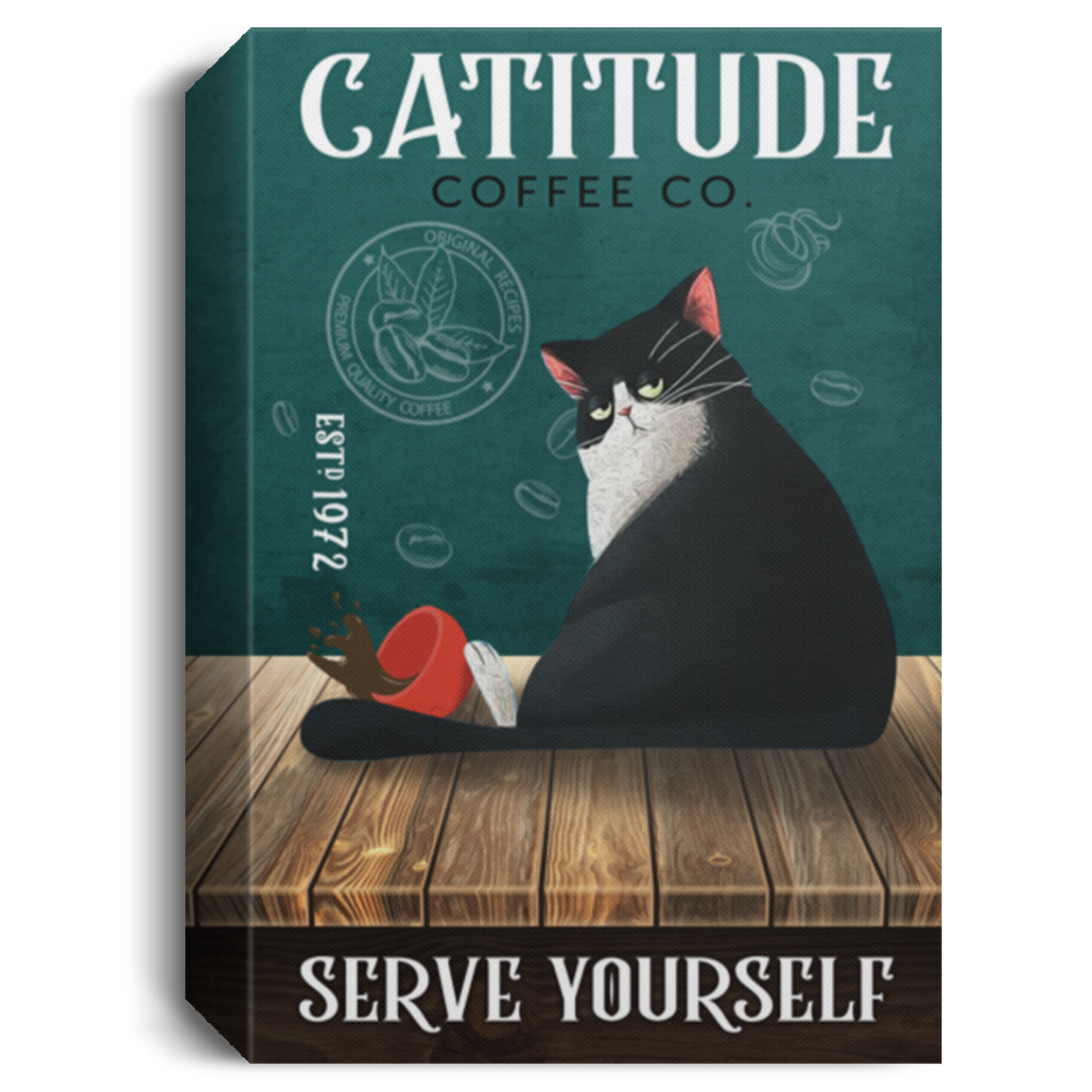 Catitude Coffee Co Canvas Catitude Coffee Co Serve Yourself Framed Canvas Cubebik