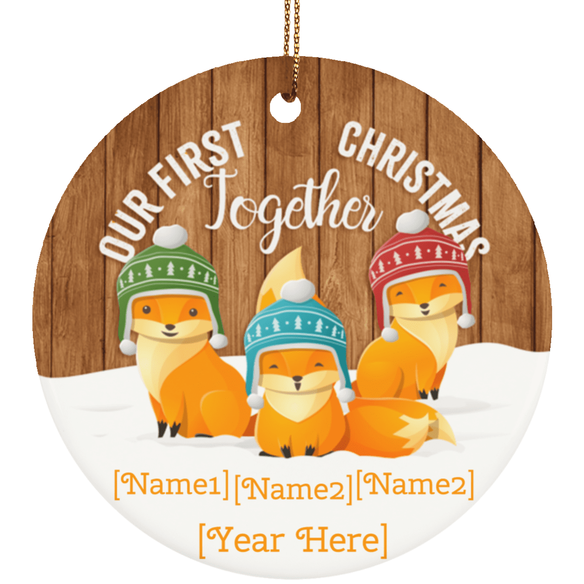 Personalized Our First Christmas Together Porcelain Ceramic Circle Ornament Keepsake, White, Ceramic Circle Ornament