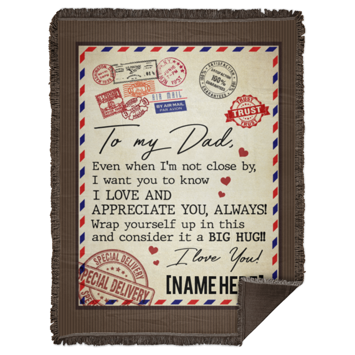 My Dad Letter Blanket Personalized To My Dad Even When I'm Not Close