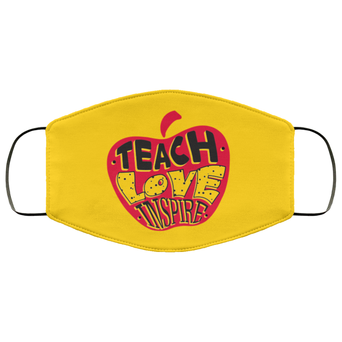 Teach Love Inspire Teacher Quarantine 2020 Washable Reusable Custom – Printed Cloth Face Mask Cover, Gold, Cloth Face Mask