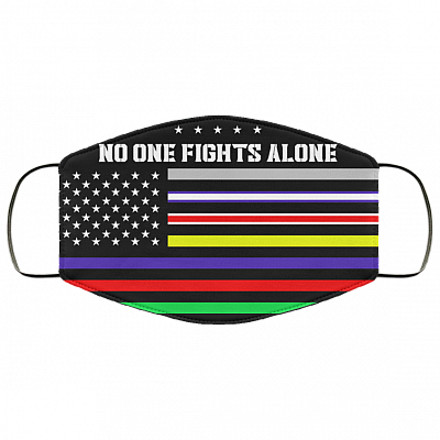 No One Fights Alone Frontline Warrior Washable Reusable Custom – Printed Cloth Face Mask Cover, Black, Cloth Face Cover