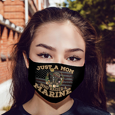 Alternative view of Just A Mom Who Raised A Marine Washable Reusable Custom - Printed Cloth Face Mask Cover