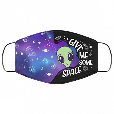 Give Me Some Space Washable Reusable Custom – Printed Cloth Face Mask Cover, White, Cloth Face Mask
