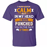 I May Look Calm But in My Head I Have Punched You in The Face 3 Times T-Shirt, Purple, Unisex T-Shirt