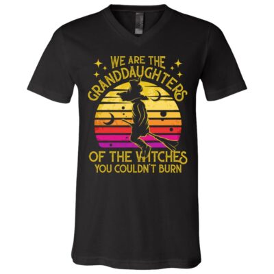 We Are The Granddaughters Of The Witches You Couldn't Burn Salem Witch Gift T-Shirt - V Neck, Black, V-Neck T-Shirt