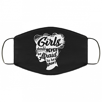 Girls Should Never Be Afraid Smart Book Lover Washable Reusable Custom – Printed Cloth Face Mask Cover, Black, Cloth Face Mask
