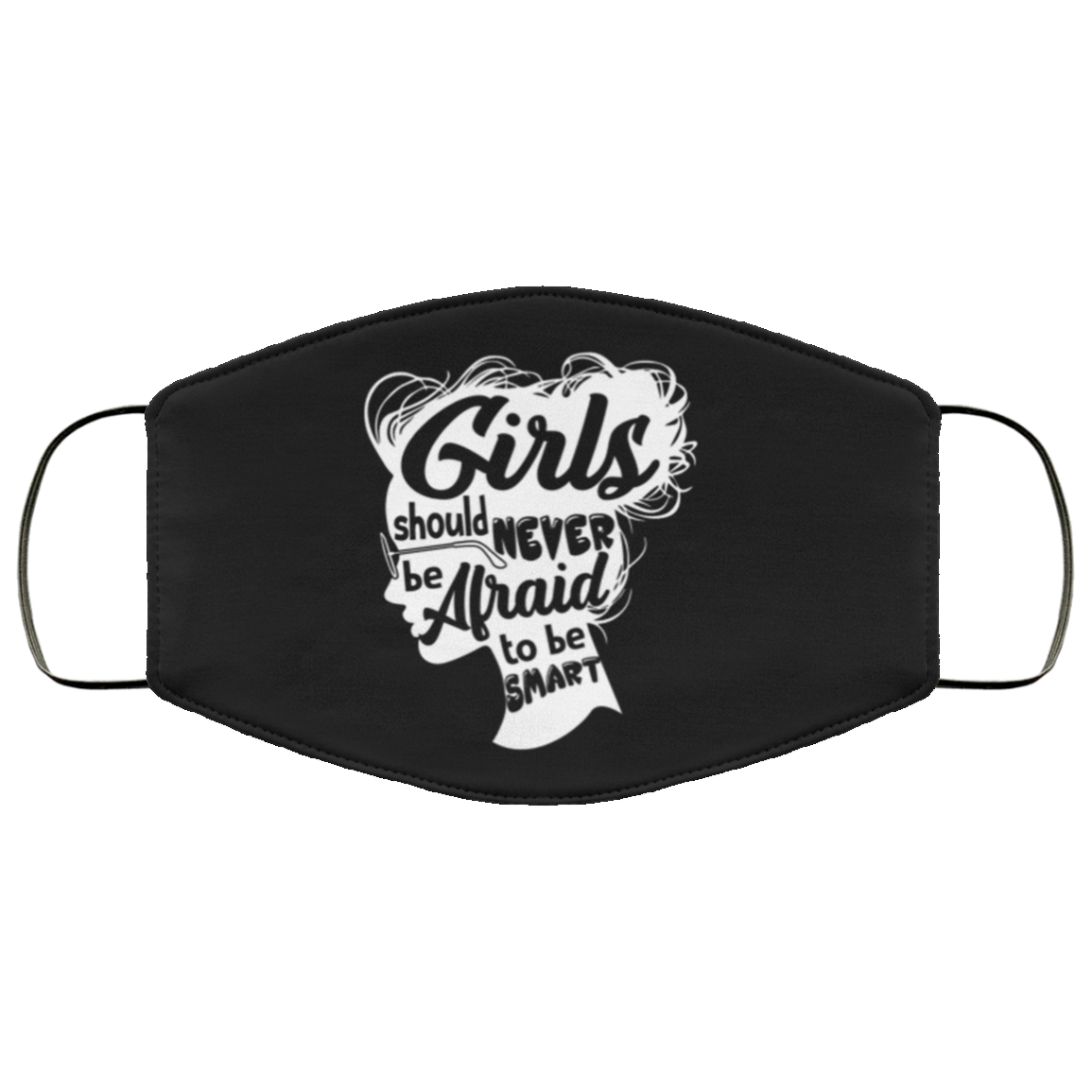 Girls Should Never Be Afraid Smart Book Lover Washable Reusable Custom – Printed Cloth Face Mask Cover, Black, Cloth Face Mask