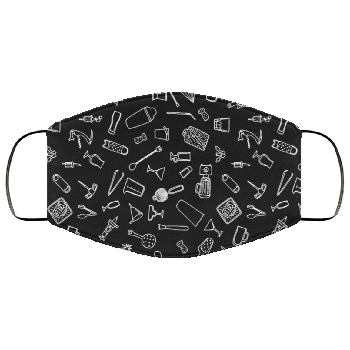 Bartender Equipment Washable Reusable Custom – Printed Cloth Face Mask Cover, White, Cloth Face Cover