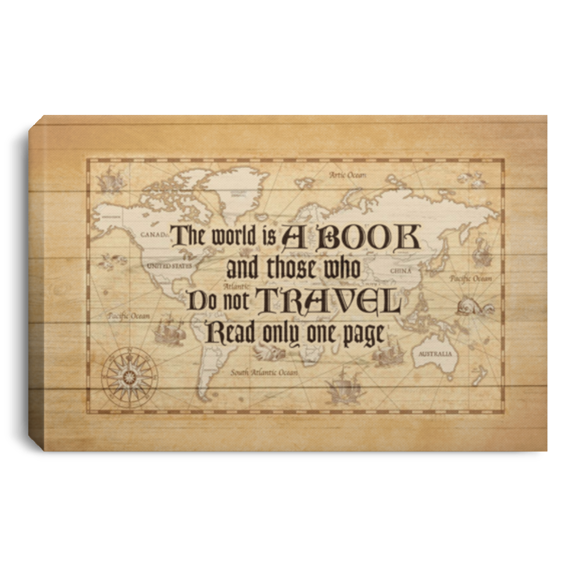 The World Is A Book And Those Who Do Not Travel Read Only One Page Framed Canvas Prints – Unframed Poster, White, 0.75'' Framed Canvas