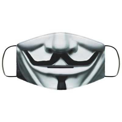 Anonymous Face Mask - Guy Fawkes Mask - Washable Reusable Custom – Printed Cloth Face Mask Cover, White, Cloth Face Mask