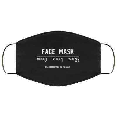 Funny Fantasy Role Playing Game RPG Gamer Washable Reusable Custom – Printed Cloth Face Mask Cover, Black, Cloth Face Cover