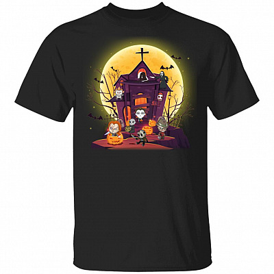 Scary Clubhouse Michael Myers Pennywise Freddy Krueger Jason Voorhees Youth Tee Halloween Horror Movie Shirt, Black, Youth T-Shirt