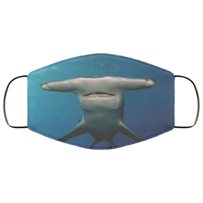 Hammerhead Shark Washable Reusable Custom - Printed Cloth Face Mask Cover, White, Cloth Face Mask