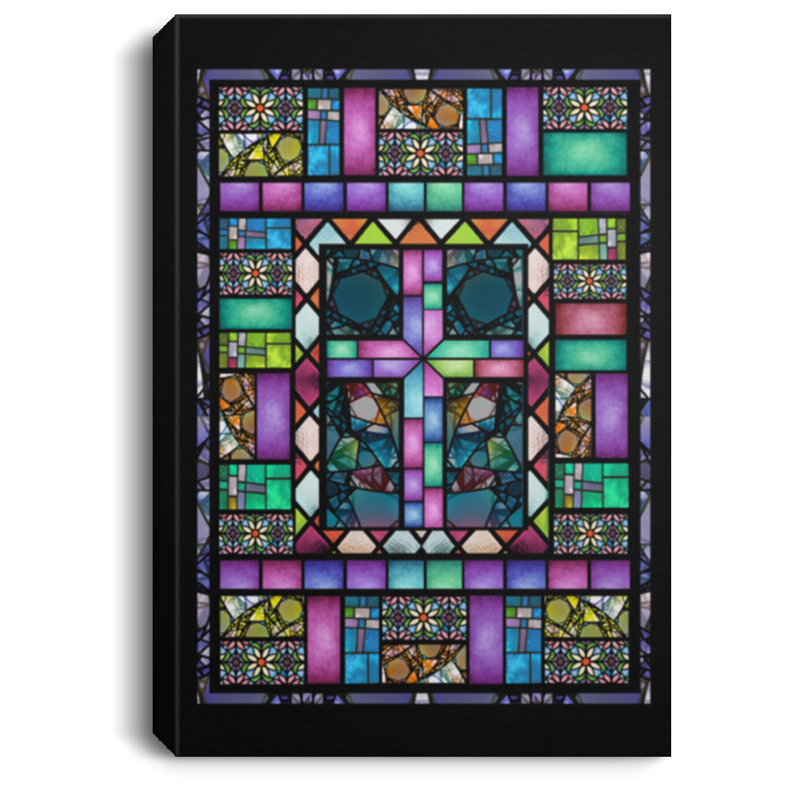 Stained Glass Window in Church Gallery Wrapped Framed Canvas Prints - Unframed Poster - Home Decor Wall Art, White, 0.75'' Framed Canvas