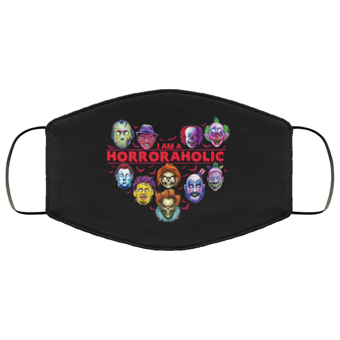 I Am A Horroraholic Washable Reusable Custom – Printed Cloth Face Mask Cover, Black, Cloth Face Cover