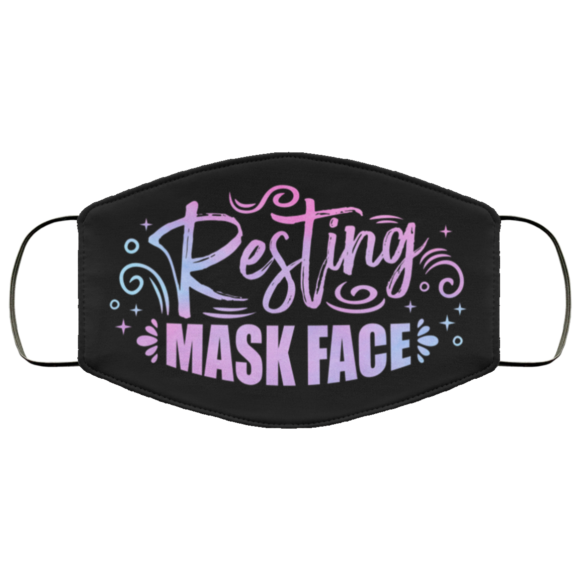 Resting Mask Face Funny Washable Reusable Custom Printed Cloth Face Mask Cover, Black, Cloth Face Cover