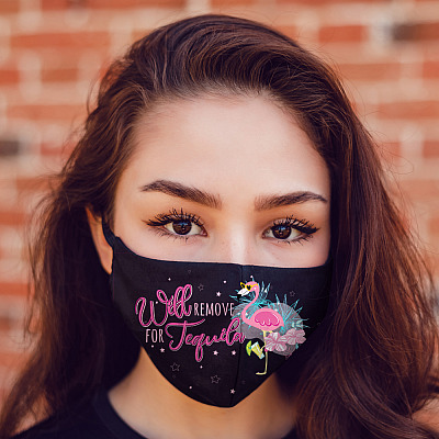 Alternative view of Flamingo Will Remove For Tequila Washable Reusable Custom Printed Cloth Face Mask Cover