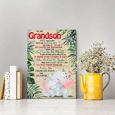 Alternative view of Grandma to My Grandson Once Upon a Time There Was a Little Boy Who Stole My Heart Framed Canvas Prints - Unframed Poster