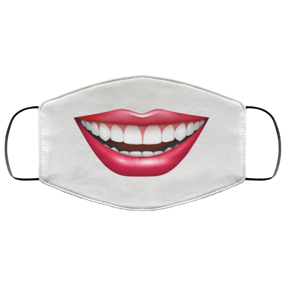 Smiling Face Mask - Pink Lips Washable Reusable Custom – Printed Cloth Face Mask Cover, White, Cloth Face Mask