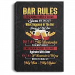 Bar Rules Sign It's Alway Beer O'clock Bar Home Kitchen Wrapped Framed Canvas Prints - Unframed Poster, White, 0.75'' Framed Canvas