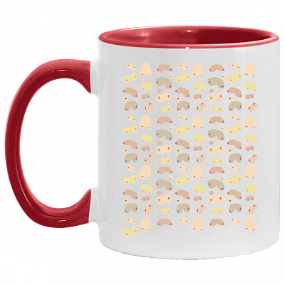 Feminist Art Boob Ceramic Coffee Mug - Body Positive Gifts Mug, White/Red, 11 oz. Accent Mug