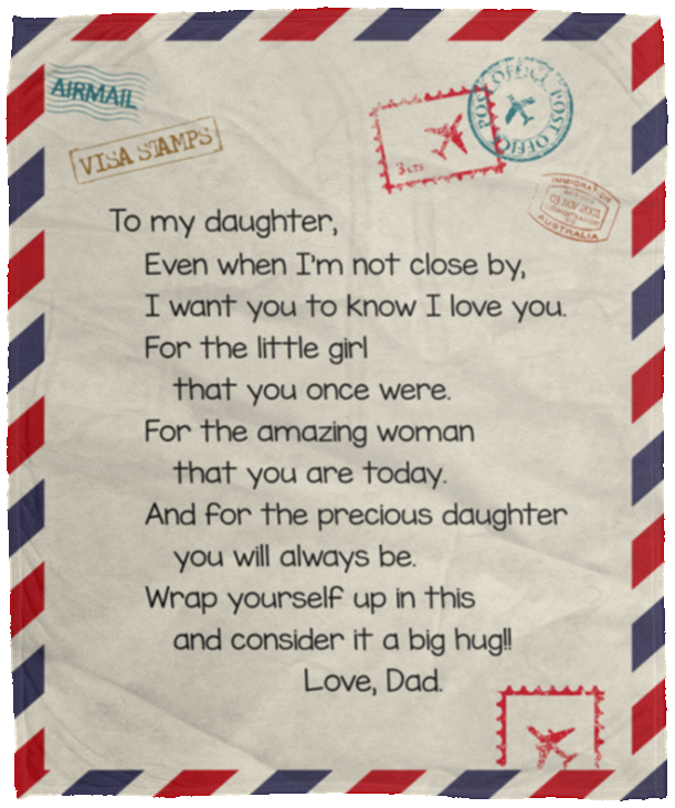 Dad To My Daughter Even When I'm Not Closed by Know I Love You Fleece Blanket - Sherpa Blanket, White, Cozy Plush Fleece Blanket - 50x60
