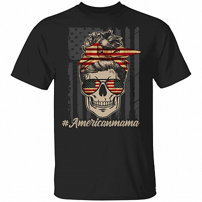 Americanmama T-Shirt - Funny Motherhood Gifts Shirt, Black, Unisex T-Shirt