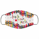 Teach Love Inspire Face Mask - Teacher Washable Reusable Custom – Printed Cloth Face Mask Cover, White, Cloth Face Cover