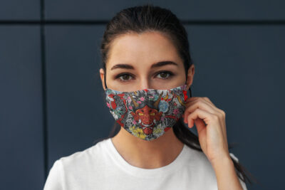 Alternative view of Hannya Japanese Art Washable Reusable Custom – Printed Cloth Face Mask Cover