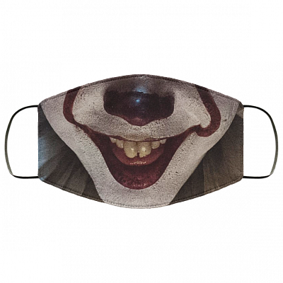Pennywise IT Horror Characters Washable Reusable Custom - Printed Cloth Face Mask Cover, White, Cloth Face Cover