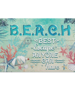 Beach Best Escape Anyone Can Have Quote Wrapped Framed Canvas Prints - Unframed Poster, White, 0.75'' Framed Canvas