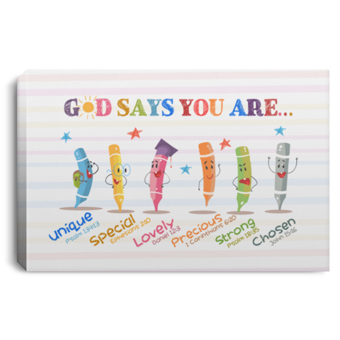 God Says You Are Unique Special Lovely Bible Verse Framed Canvas - Unframed Poster - Classroom Wall Decor, White, 0.75'' Framed Canvas