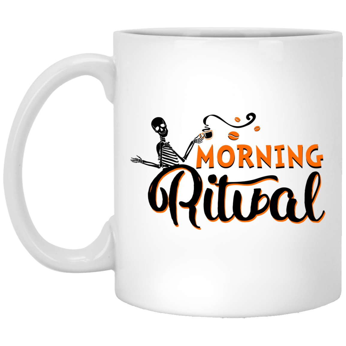 Morning Ritual Coffee Funny Ceramic Coffee Mug - Beer Stein - Water Bottle - Color Changing Mug, White, 11 oz. White Mug