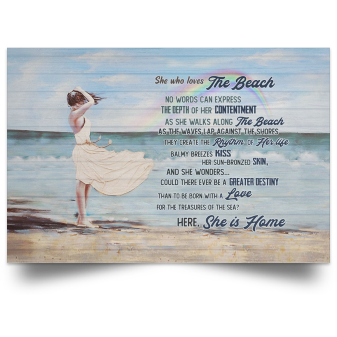 She Who Loves The Beach No Words Can Express Wrapped Framed Canvas Prints – Unframed Poster, Black, Unframed Poster