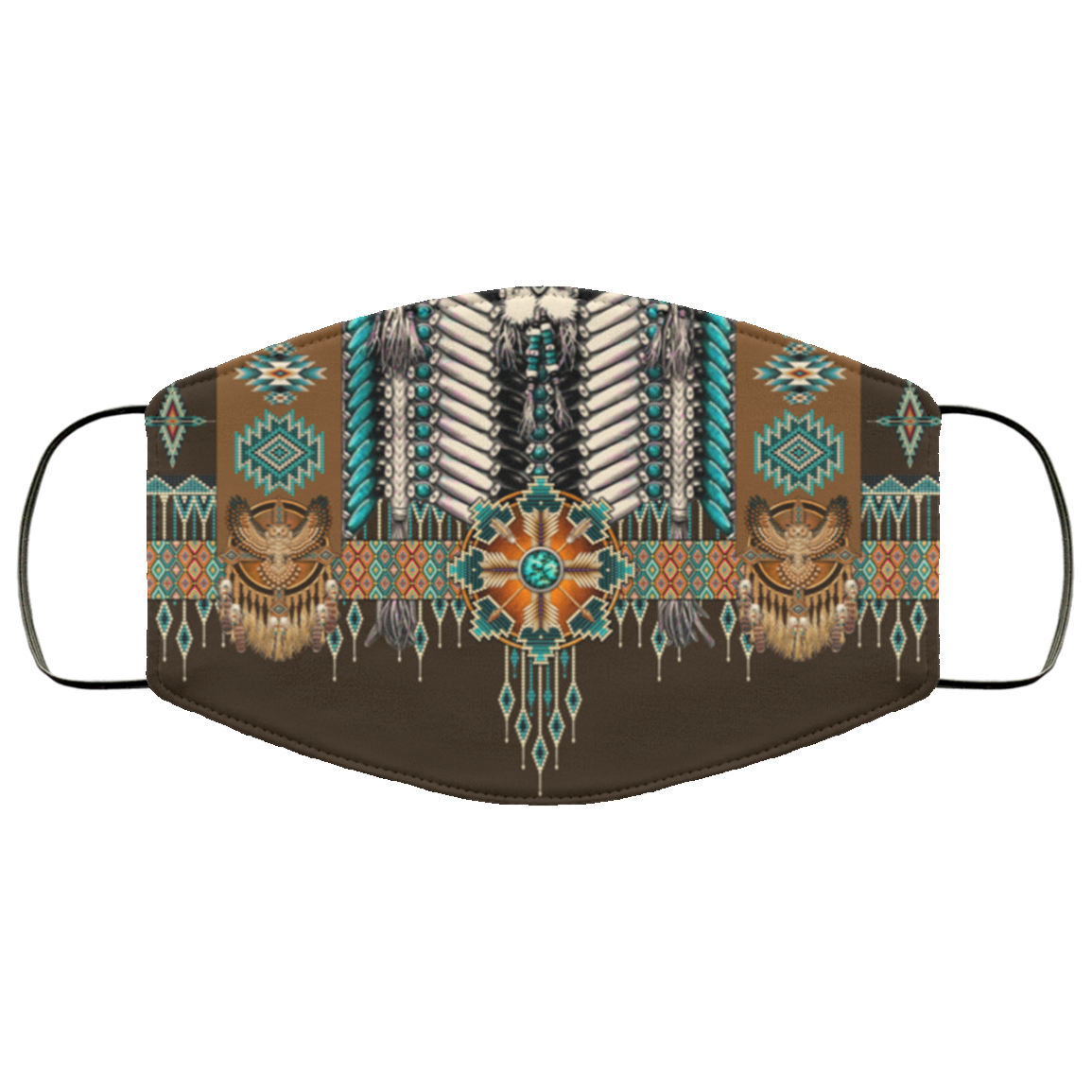 Native American Face Mask - Washable Reusable Custom – Printed Cloth Face Mask Cover, White, Cloth Face Mask