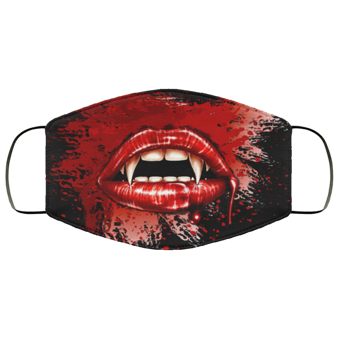 Red Lips Vampire Halloween Mask Washable Reusable Custom – Printed Cloth Face Mask Cover, White, Cloth Face Cover
