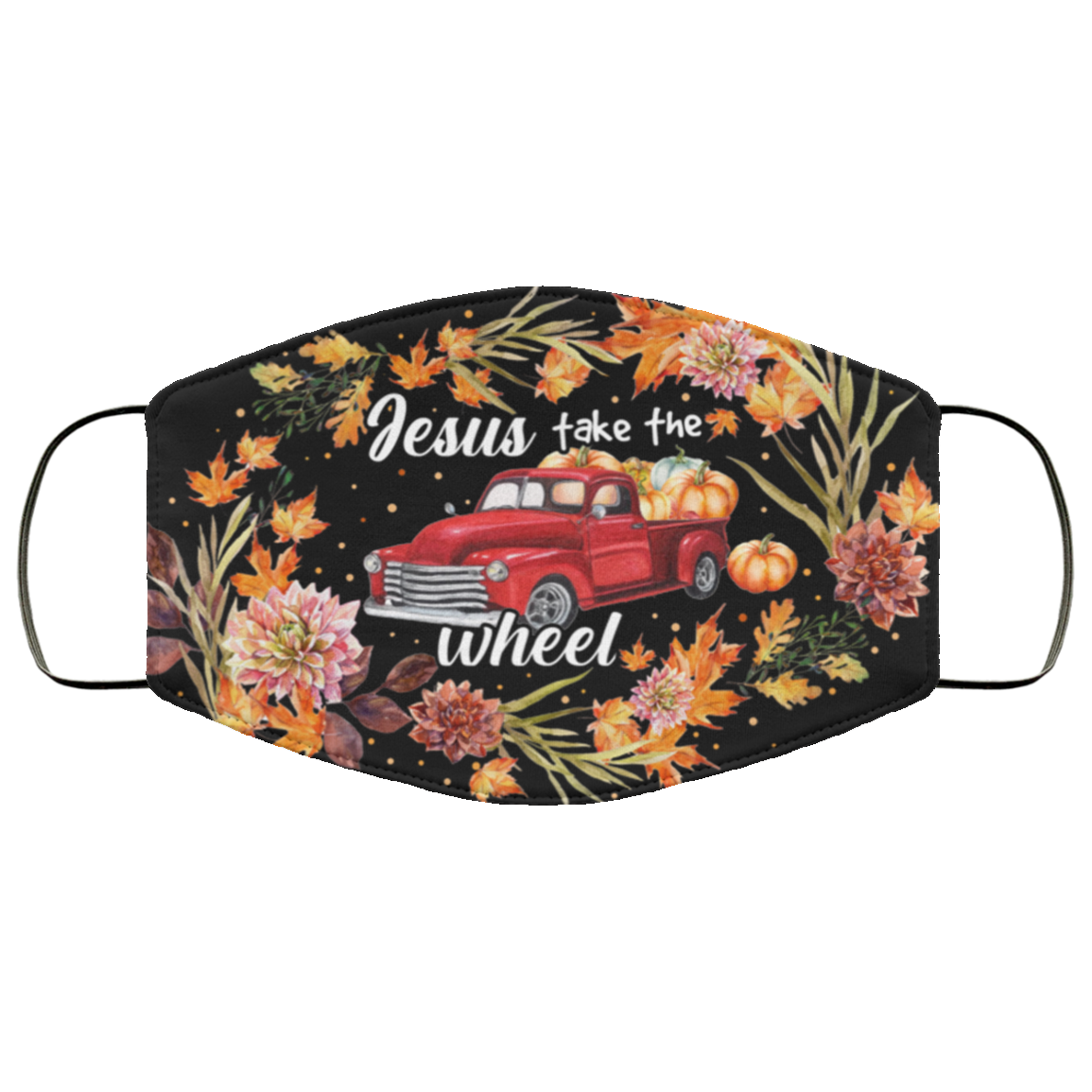 Jesus Take The Wheel Pumpkin Truck Washable Reusable Custom - Halloween Truck Printed Cloth Face Mask Cover, Black, Cloth Face Cover